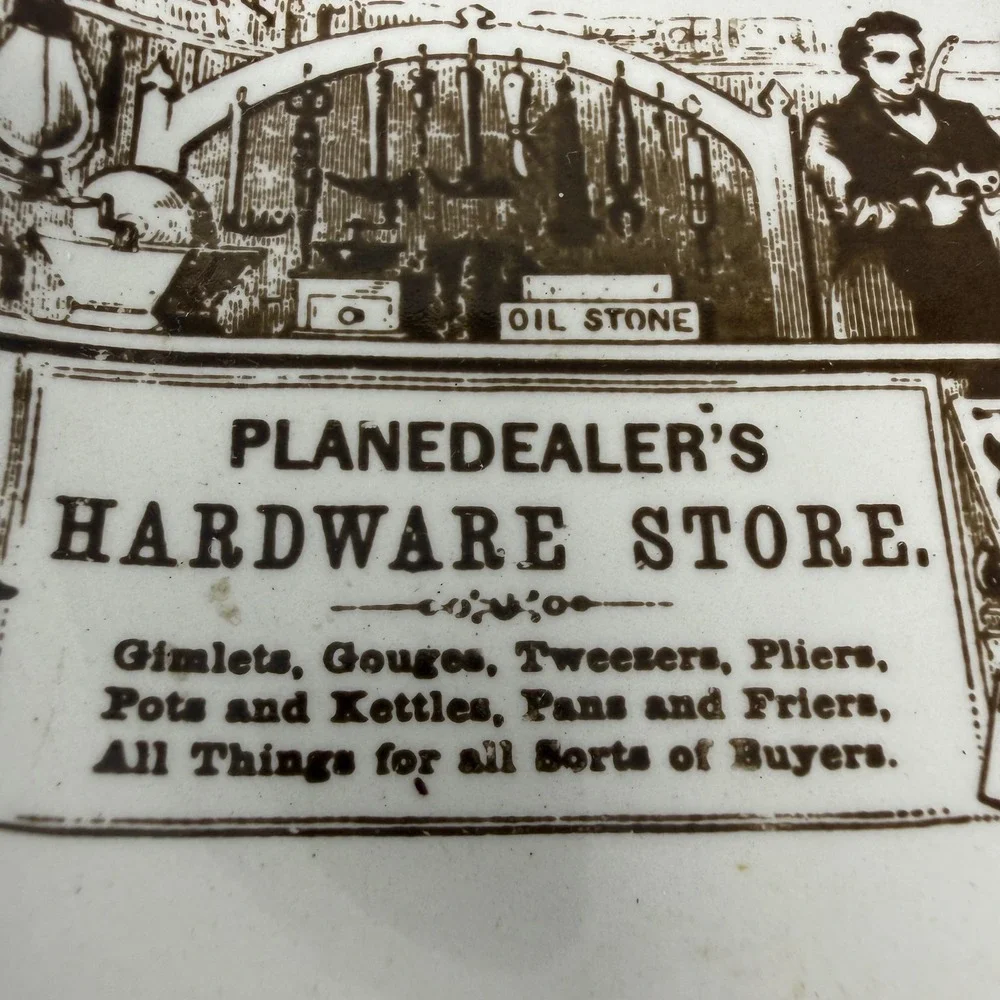Crown Devon Planedealers Hardware Store Plate Staffordshire England VTG Sepia